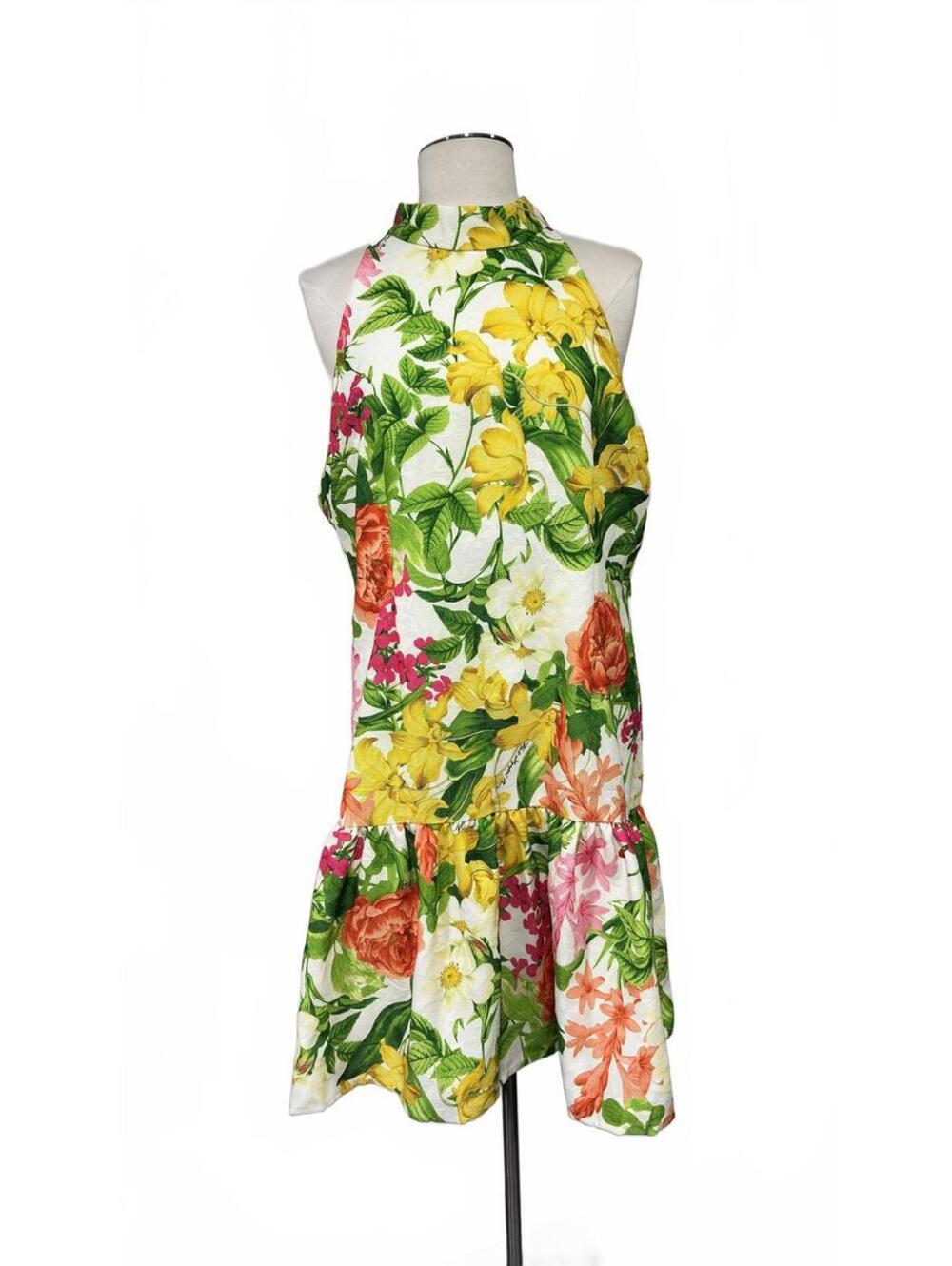 Karl Lagerfeld tropical floral sleeveless halter dress Sz 12 dd11